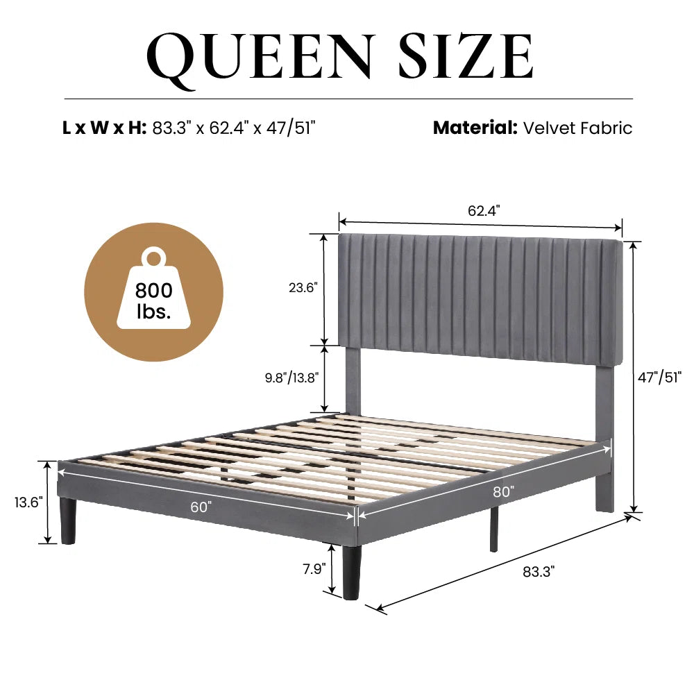 Dunphy Upholstered Platform Bed with Adjustable Headboard
