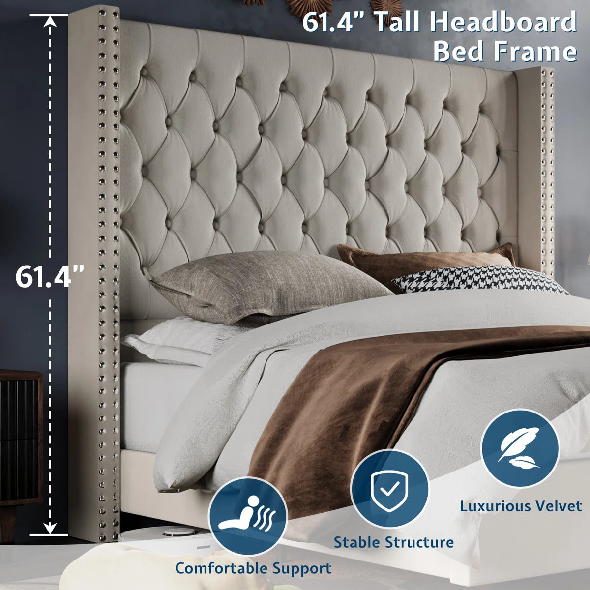 Duluth Upholstered Wingback Bed